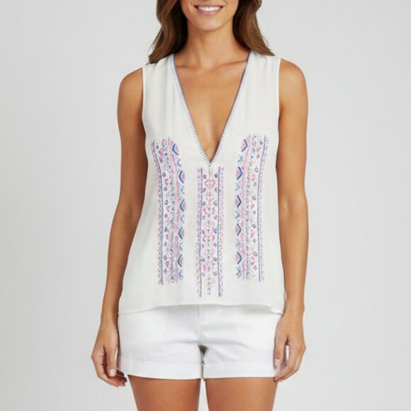 Rococo Sand Paloma White Embroidered Top Size XS b110 - Picture 2 of 11